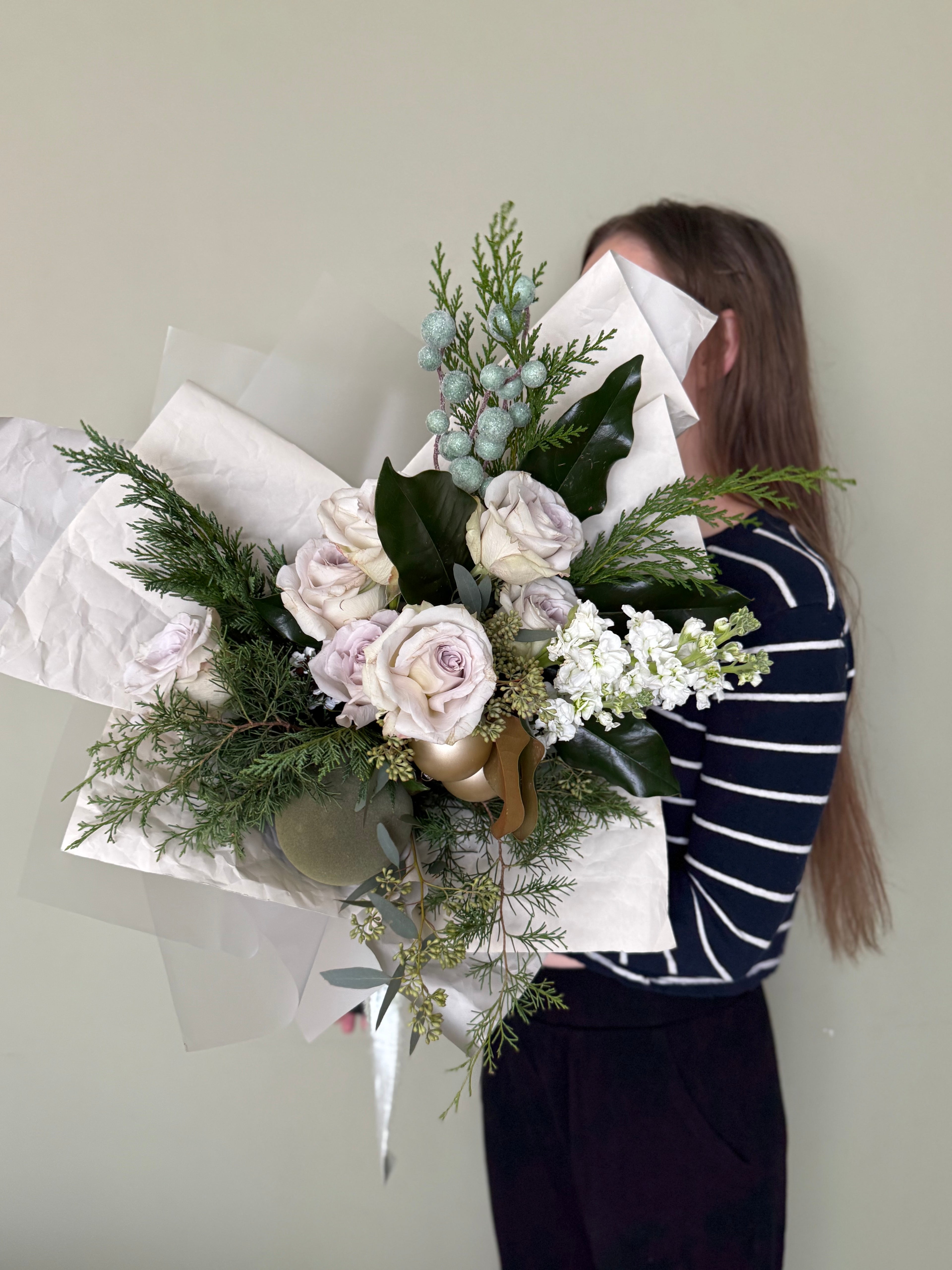 Winter Evergreen Hand-Tied Bouquet